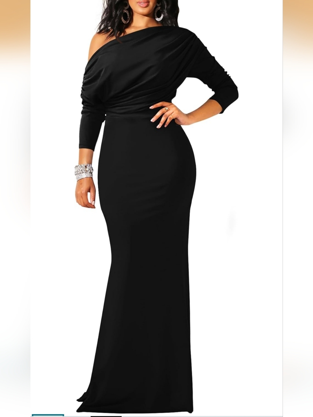 Elegant Black Off-Shoulder Maxi Dress - Classic Evening Style